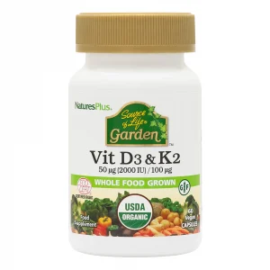 NaturesPlus Source of Life Gardren Vit D3 & K2 - 60 vegan capsules